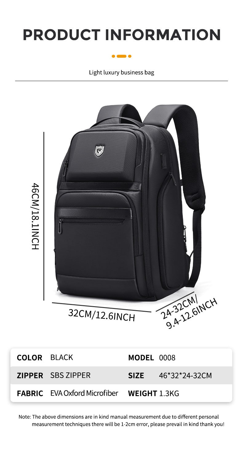 Fenruien Men 36L Business Backpack USB Waterproof  Multi Pocket Backpacks Fit 17.3 Inch Laptop