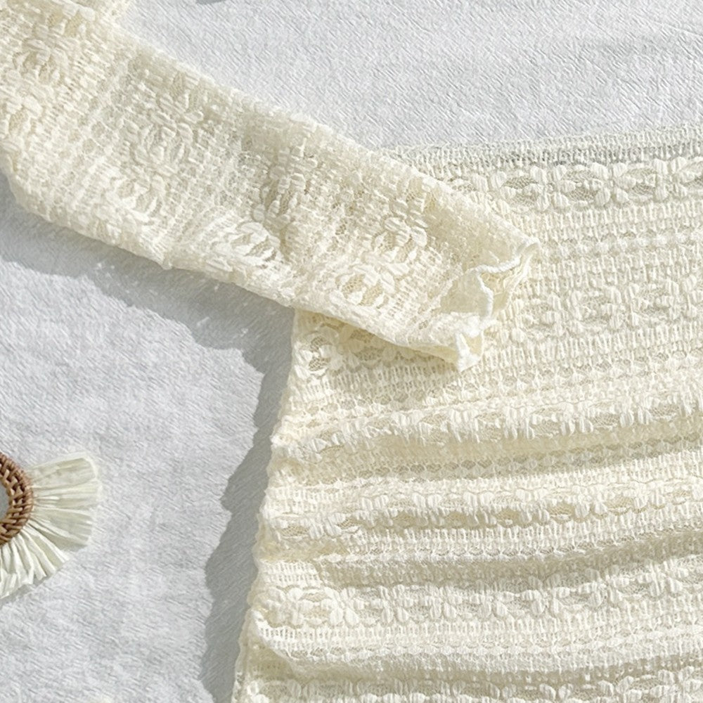 Women Bikini 4 Piece Set Tie Dye/Mesh Lace Long Sleeved Top Skirt Bottom Halter Bikini 2025 New Sexy Slim Beachwear Size S-XL