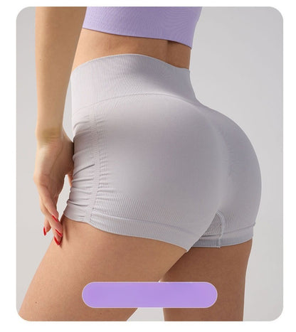 Women High Waist Fitness Shorts Gym Hip Lifting Yoga Sports Tight Running Shorts Exercise Three Folded Yoga Shorts