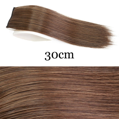 MERISI HAIR Apliques de Cabelo Sintético Liso Invisível com 2 Presilhas, Aumento de Volume, Extensões de Cabelo, Cobertura Lateral Superior