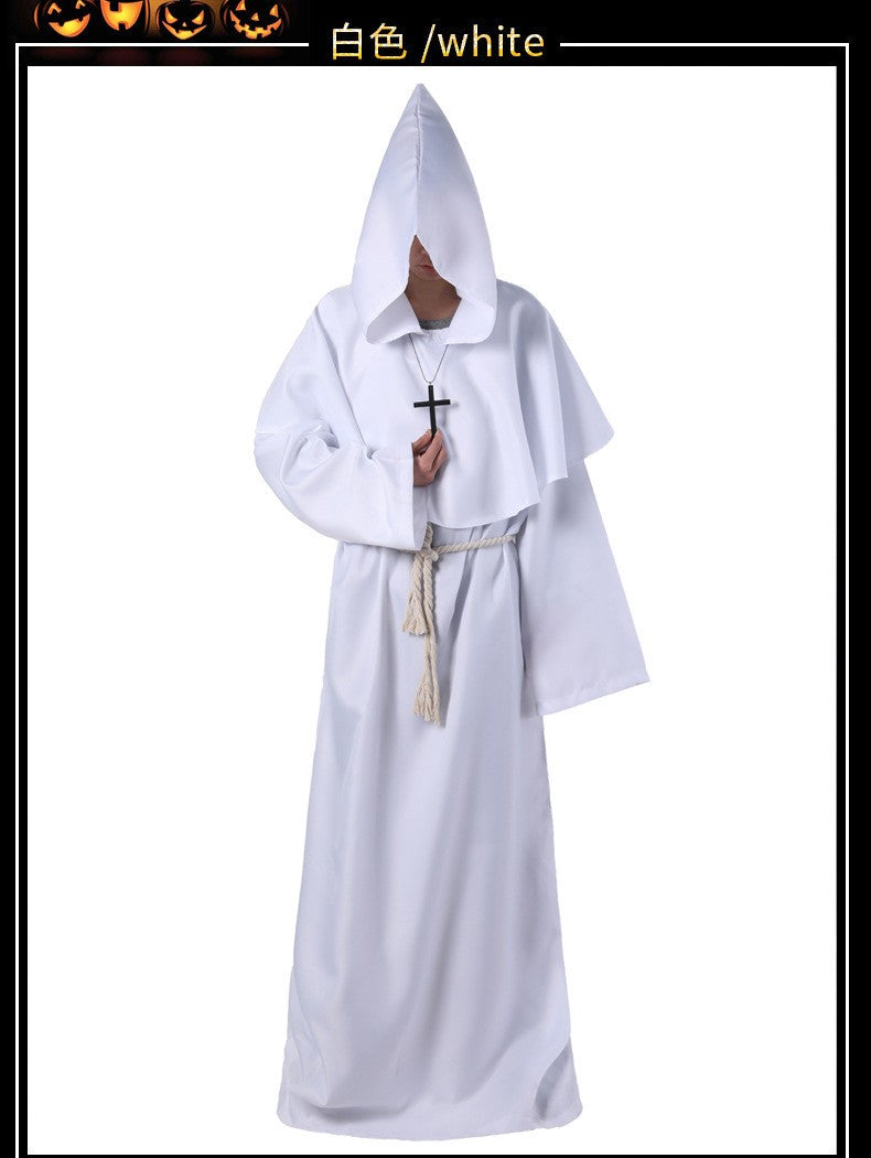 Medieval Hooded Monk Friar Priest Wizard Long Robe Unisex Adult Loose Stage Outfit For Masquerade Theme Party Halloween Cosplay
