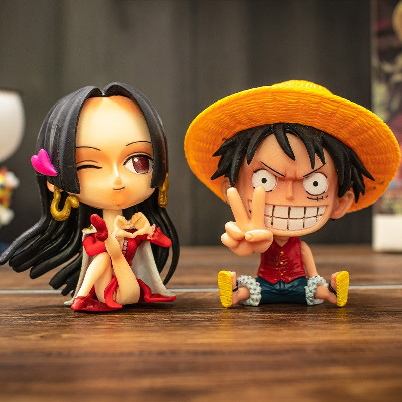 Bonecos Colecionáveis Fofos One Piece Versão Q Luffy Zoro Chopper Ace Boa Hancock Anime Blind Box Decoração de Mesa Carro Brinquedo Presente Infantil
