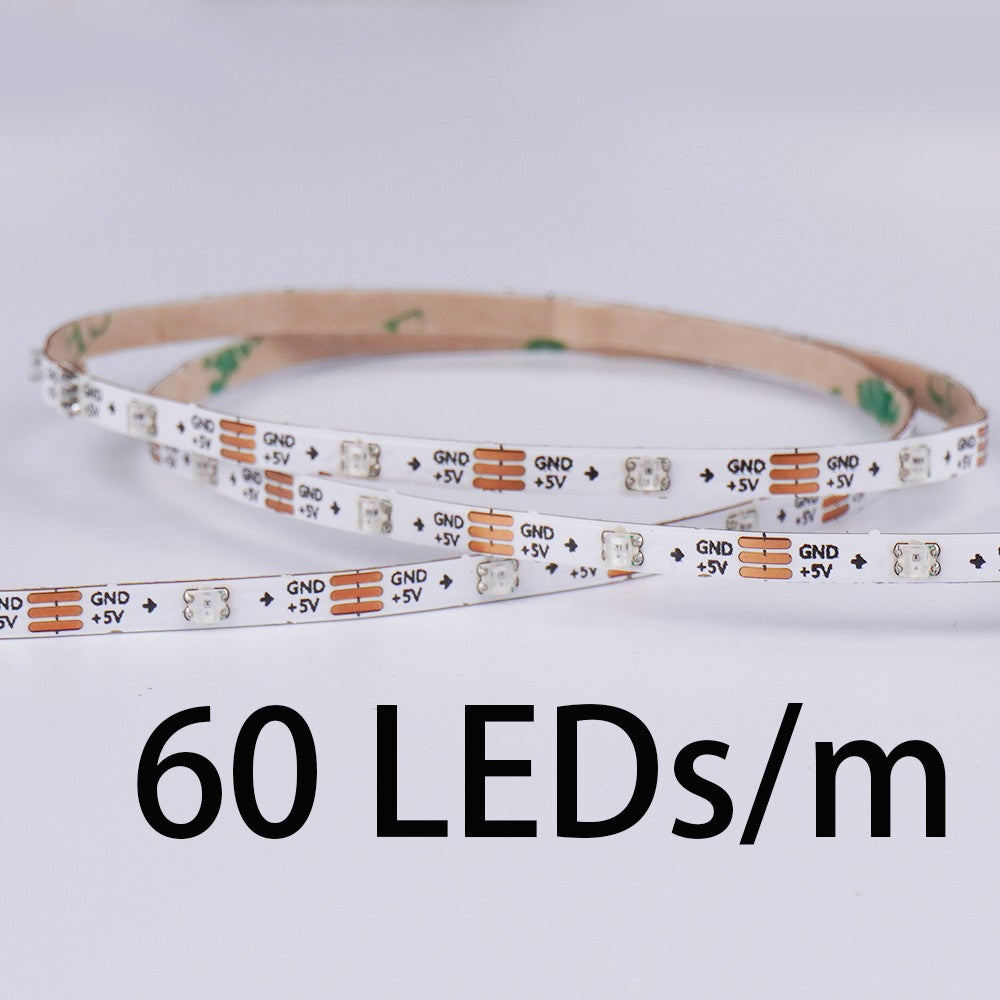 Super Thin 3mm WS2812b LED Strip Light DC 5V 12V Individually Addressable SPI RGB Pixel LED Tape Ribbon Dream Colour DIY