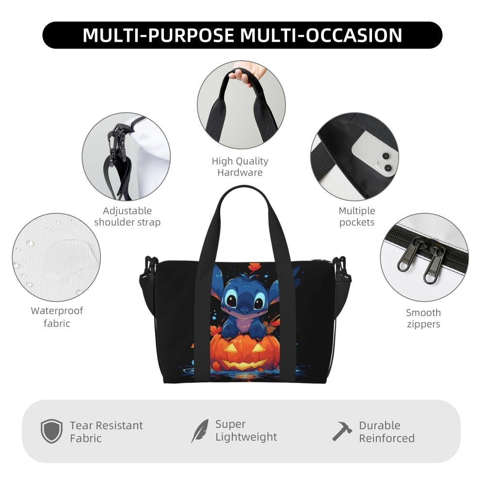 Custom Large SLilo And Stitch Cartoon Tote Bag Women Anime Shopping Shoulder Beach Gym Travel Bag