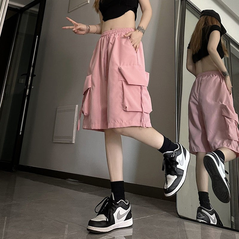 S-3Xl Y2K Cargo Shorts Women Harajuku Black Oversized Wide Leg Shorts Summer Streetwear Fashion High Waist Baggy Short Pants New