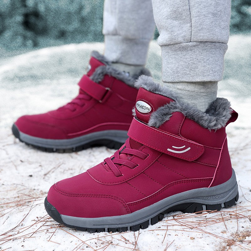 Botas de Neve Masculinas Casuais de Inverno Plataforma Antiderrapante Botas de Tornozelo Quentes de Pelo Coturno de Pelúcia para Combate Caminhada ao Ar Livre Motocicleta