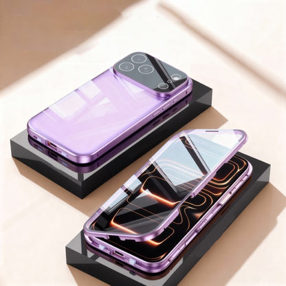 Capa Protetora 360° Magnética de Metal com Vidro Dupla Face e Trava de Encaixe para iPhone 17 Pro Max/17/Air/17 Pro