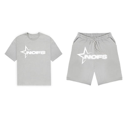 Summer Casual Sports Suit For Men Comfortable Breathable Clothing Running Sets Fitness Tracksuit T-shirt+Shorts Two-Piece Set