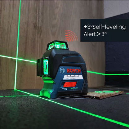 Nível a Laser Bosch GLL 3-60 XG 12 Linhas Verde Nível 3D Autonivelante 360 Horizontal e Vertical Cruz 30m Ferramenta de Medição Potente