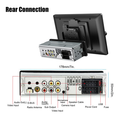 ESSGOO 10,4" Tela de Toque Rotativa IPS 1 Din Rádio Estéreo Multimídia Automotivo Sem Fio Apple CarPlay e Android Auto SWC FM