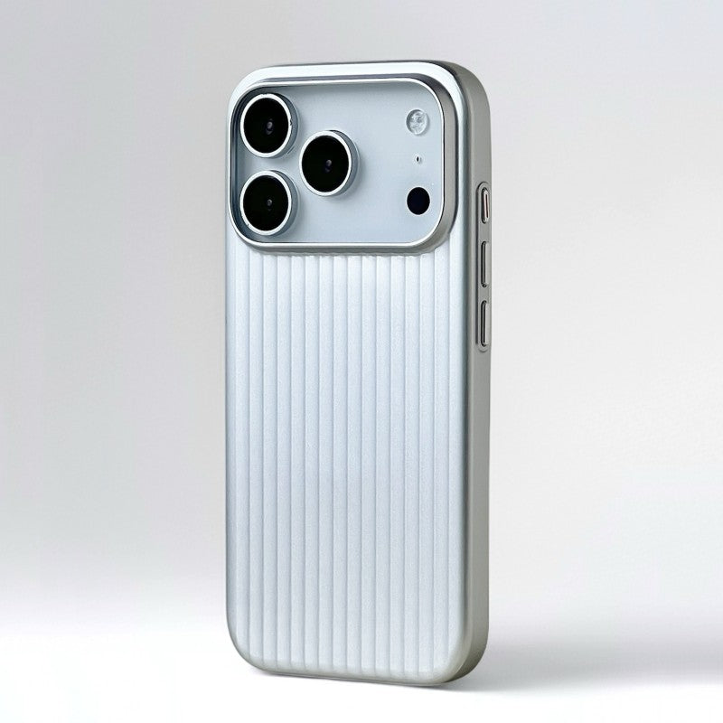 Capinha para Celular Magsafe com Listras 3D Fashion "Plating" para iPhone 17 16 15 14 Pro Max, à Prova de Choque, Carregamento Sem Fio, Capa Fosca