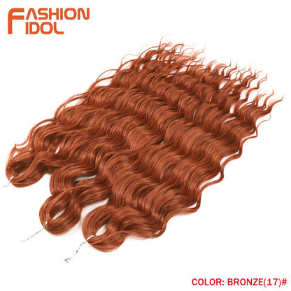 FASHION IDOL Cabelo de Crochê Torção Laranja Extensões de Cabelo Trançado de Onda Profunda Sintética Cabelo Onda de Água 24 Polegadas Fibra Resistente ao Calor
