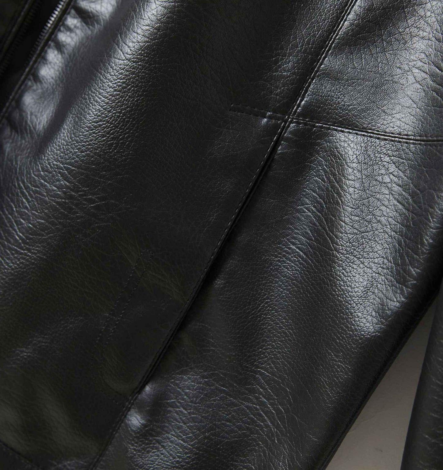 Men's Stand Collar Slim Fit Autumn Winter New Haining Leather Jacket Men's Middle-aged Plus Velvet Thickening