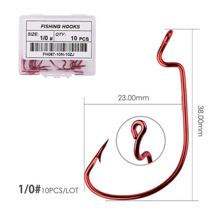 10 pçs/caixa Anzol Offset 8# - 5/0# anzol crank para isca soft worm anzol crankbait pesca acessórios pesca anzóis