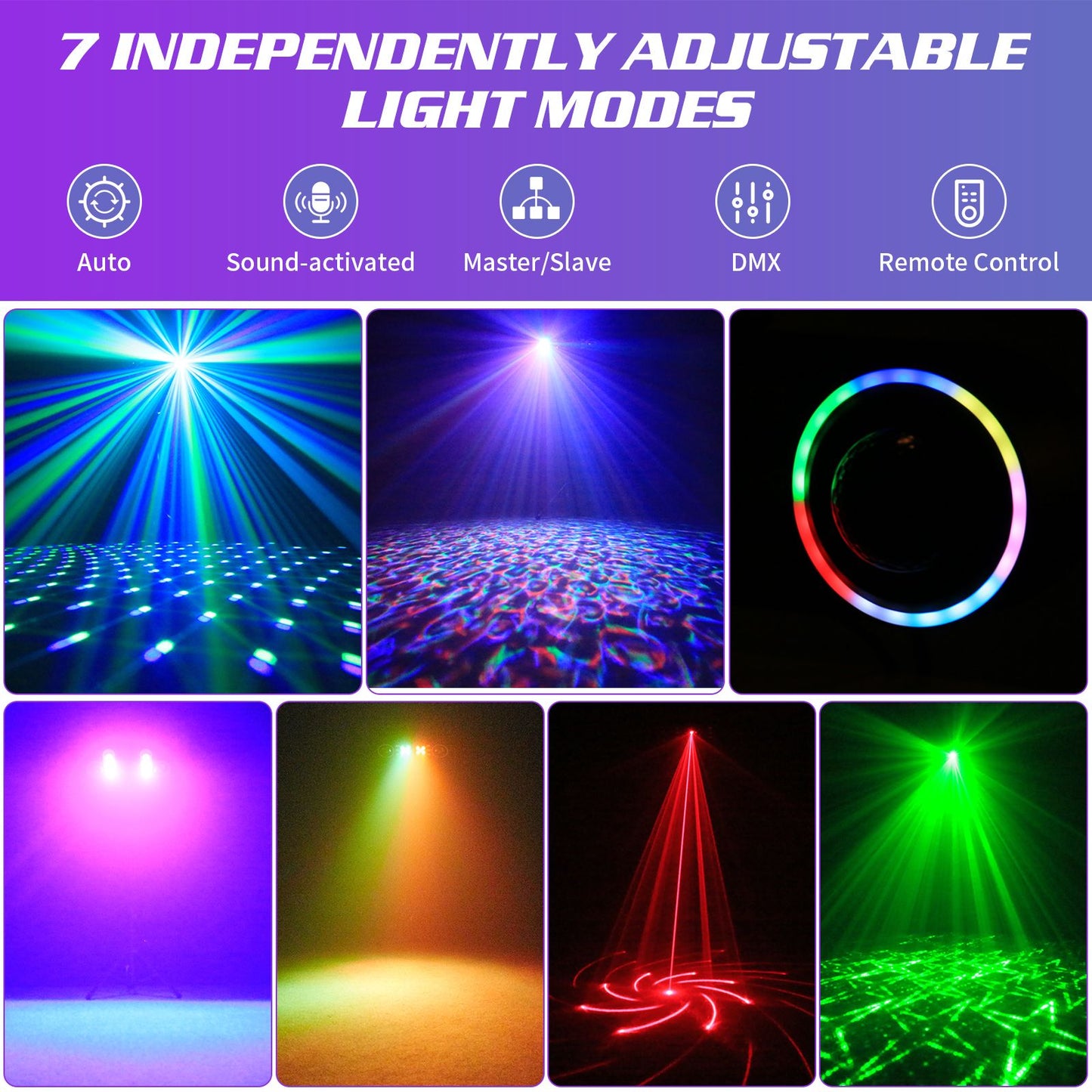 80W 7in1 RGBW LED Effect Lights Bracket Lights W/Bag Magic Ball Lights Remote Control Stage Lighting for DJ Disco Party Theater