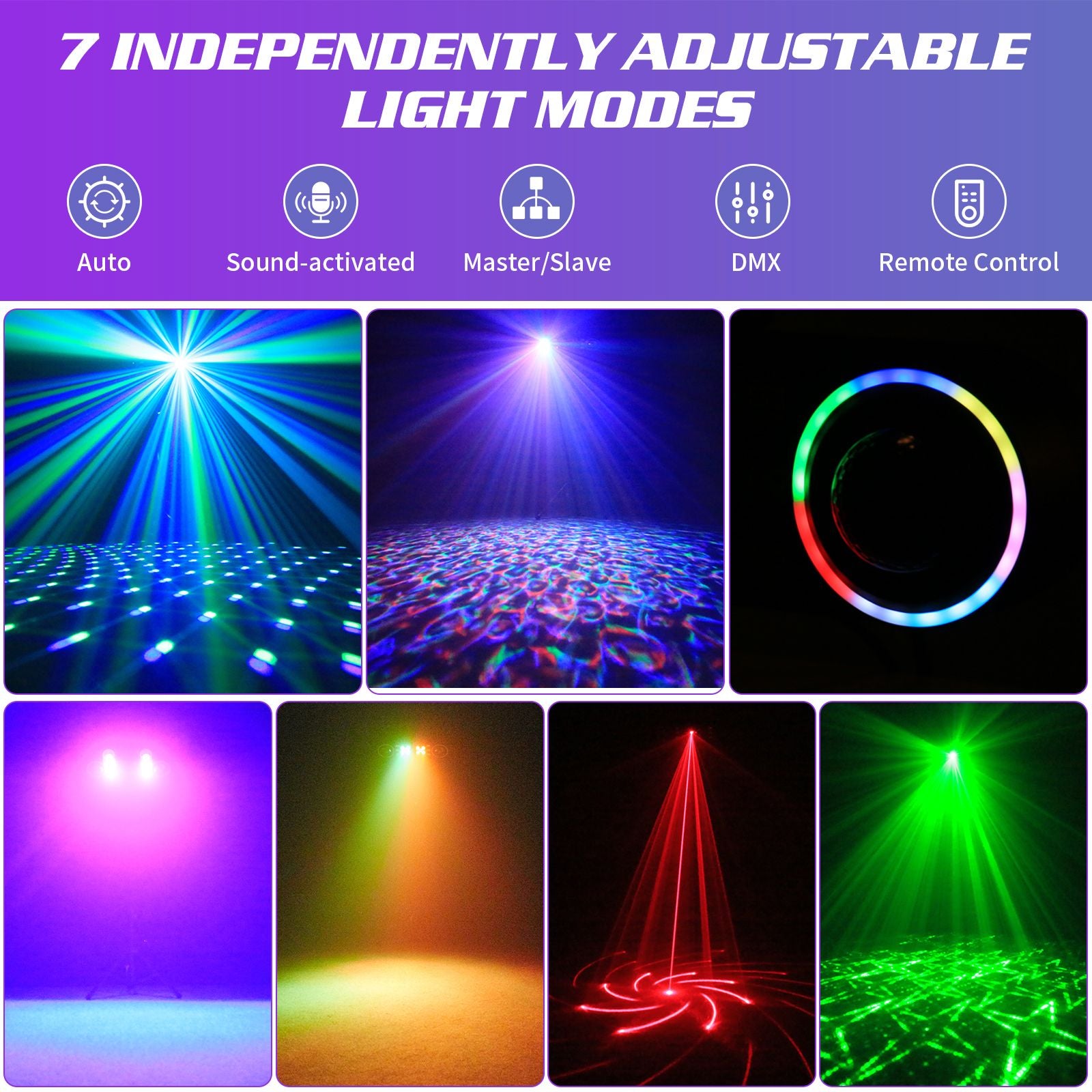 80W 7in1 RGBW LED Effect Lights Bracket Lights W/Bag Magic Ball Lights Remote Control Stage Lighting for DJ Disco Party Theater