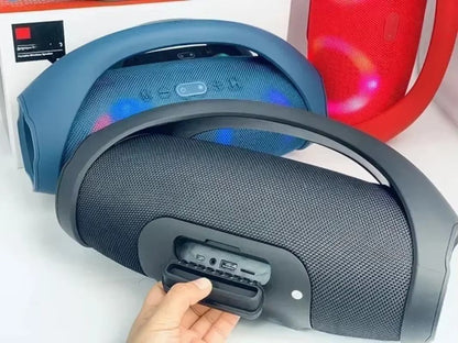 Caixa de Som Portátil Impermeável 100W de Alta Potência Bluetooth Luz RGB Colorida Subwoofer Sem Fio 360 Estéreo Surround TWS FM