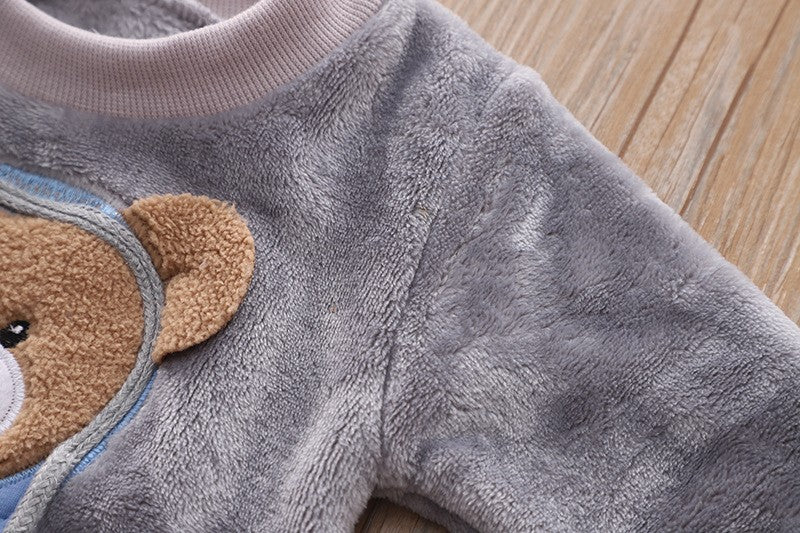 New Autumn Winter Baby Clothes Pajamas Sets Girls Pajamas Children Warm Flannel Fleece Catoon Bear Kids Sleepwear Home Suit 0-6Y