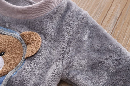 New Autumn Winter Baby Clothes Pajamas Sets Girls Pajamas Children Warm Flannel Fleece Catoon Bear Kids Sleepwear Home Suit 0-6Y