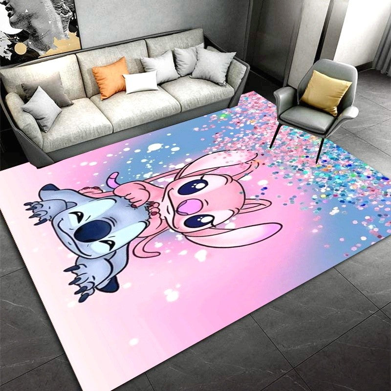 MINISO Disney Cartoon S-titch Angel Area Rug Vibrant Pink Soft Polyester Mat for Bedroom ?? Living Room or Home Office Decor