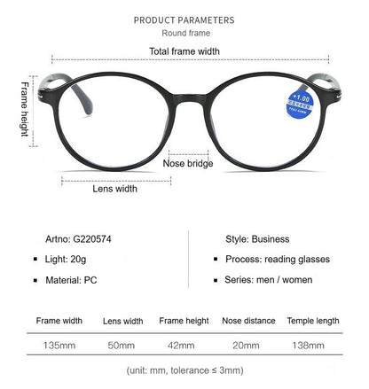 Presbyopia Eyeglasses for Man and Woman Unisex Comfortable Eyewear Ultra Lightweight Anti Blue Light Blocking HD Reading Glasses