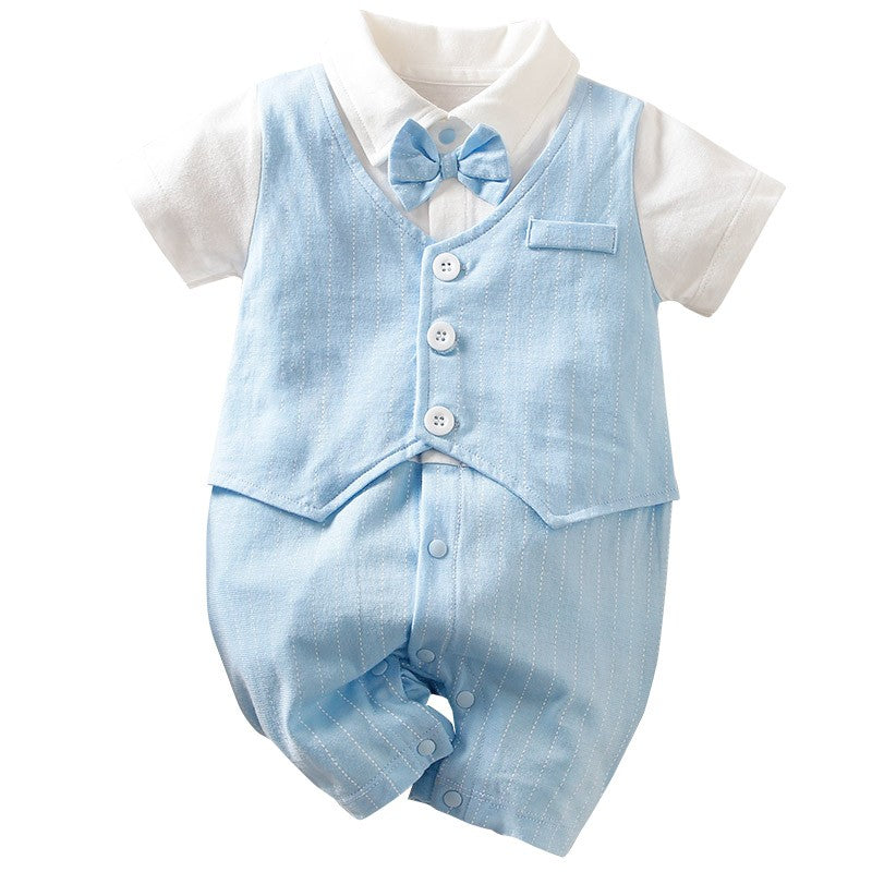 0-18 Baby Bodysuit Gentleman Style Handsome Formal Cotton Comfortable Soft Boys And Girls Summer Short Sleeved Newborn Clothes