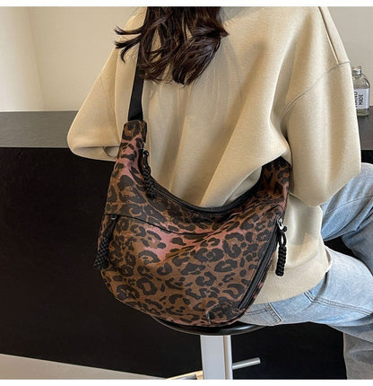 Leopard Print Crossbody Bags for Women Corduroy Casual Shoulder Tote Bags Ladies Sac A Main Femme Designer Luxury Handbags 2024