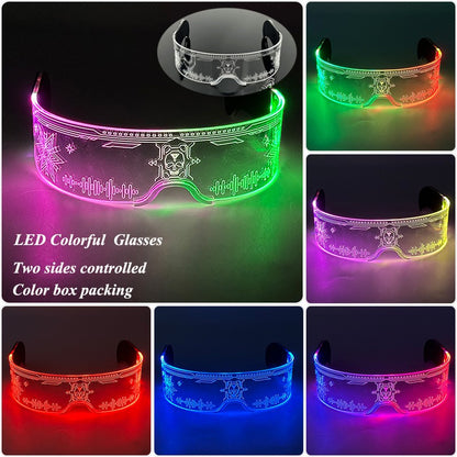 Led Luminous Glasses Bar Masquerade Concert Rave Goggles Rainbow Space Robot Futuristic Led DJ LIGHT Glasses Star Y2k Glasses
