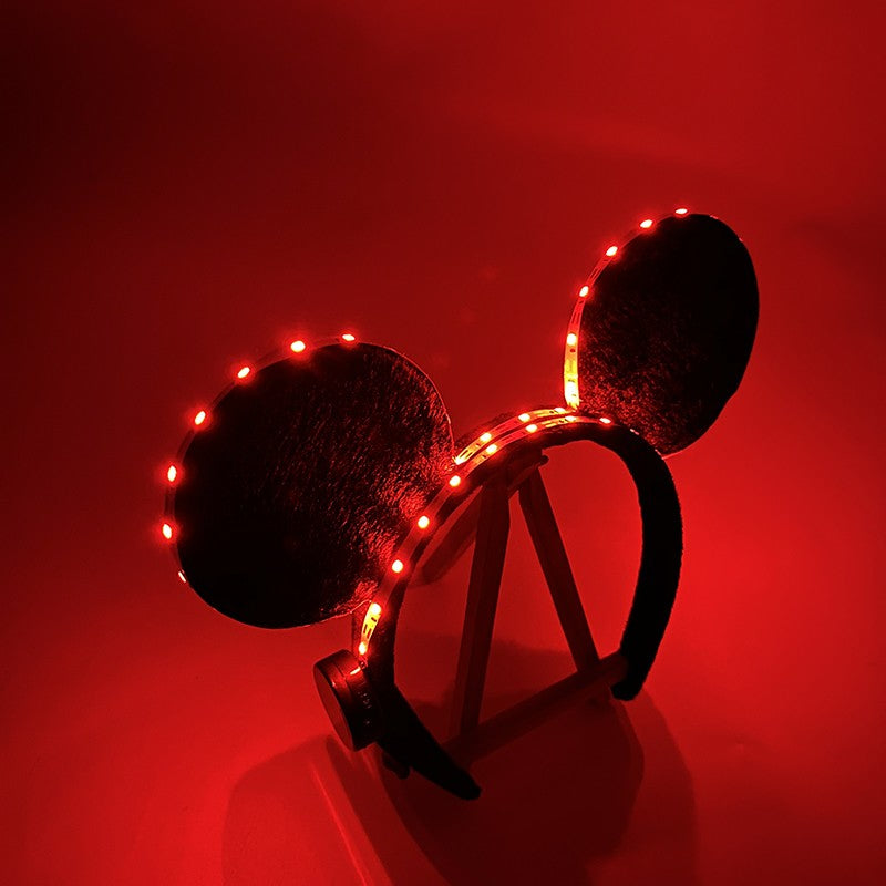 1/2pcs LED Glowing Neon Mouse Ears Headband Girls Festival Headbands Mickey Hairband Children Birthday Party Hair Accessories