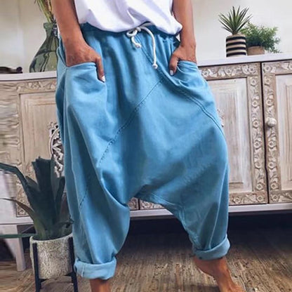 Women's Casual Harem Crotch Pants, Fashionable Lace-up Harem Pants, Women Trousers, Oversized Hip-hop Streetwear Woman