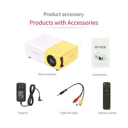Projetor Mini Portátil YG300 LED Externo HD 1080P Projetor Móvel YG300 USB Projetor Infantil Ultra Nítido