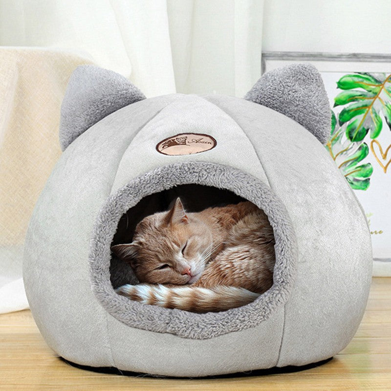 Linda Cama para Gatos e Cães, Ninho de Sono Profundo para Pets, Tenda Macia e Confortável Semi-fechada para Gatos, Casinha de Cachorro, Suprimentos para Pets de Outono/Inverno
