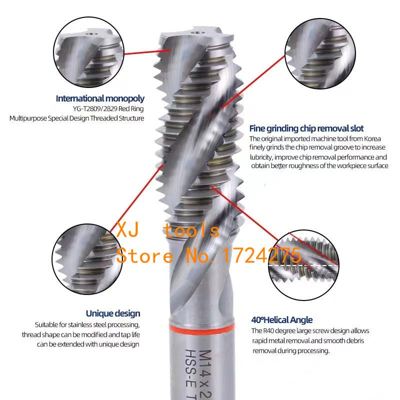 YG-1 T2809 Macho Espiral Combo HSS-EX M3 M4 M5 M6 M8 M10 M12 M16 M18 M20 M27 M30 Processamento para Ferro Fundido Aço Inox AL Etc.