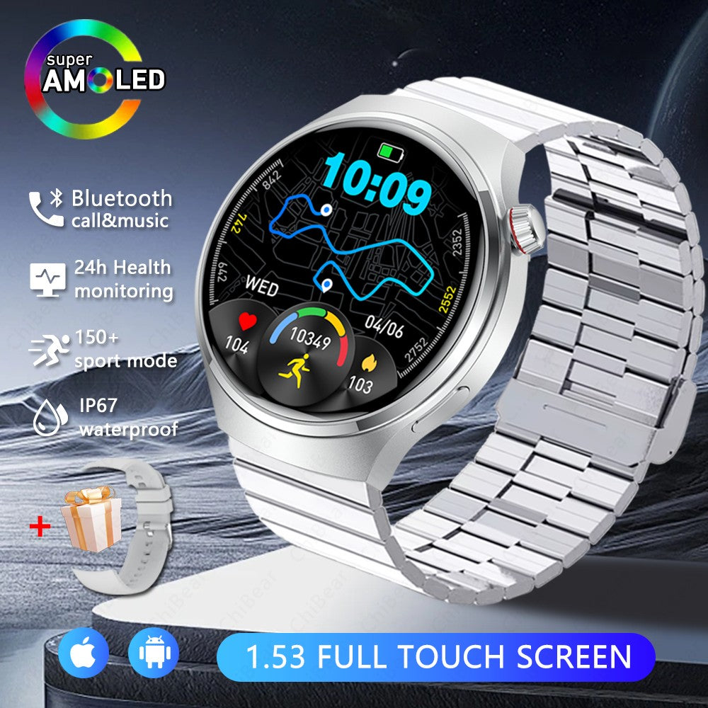 Smartwatch Esportivo Watch 4 Pro Masculino Tela AMOLED HD 360*360 Frequência Cardíaca Chamada Bluetooth IP68 À Prova D'água Música Novo SmartWatch 2025