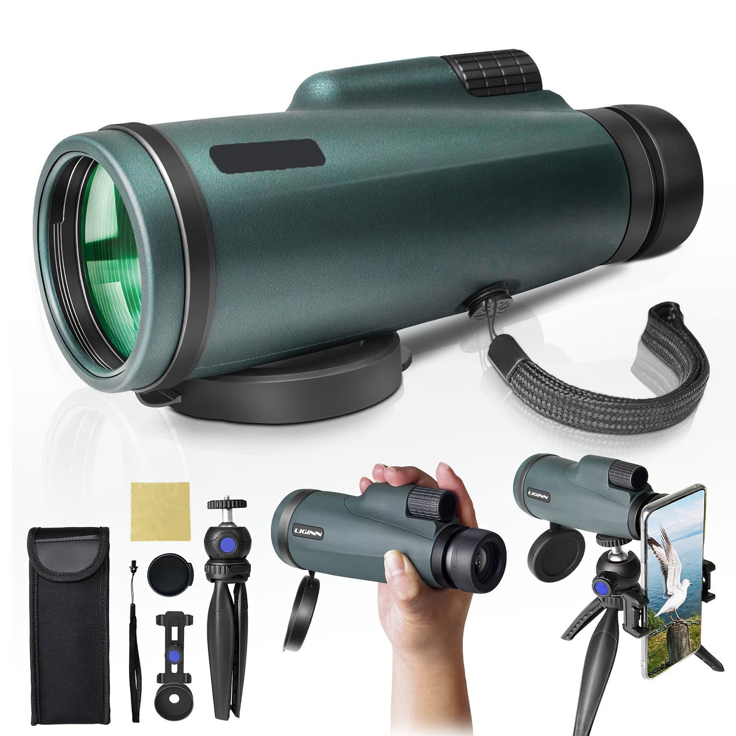 Telescópio Monocular Externo 12x50 BAK4 HD Telescópio Monocular de Viagem para Adultos Telescópio Monocular