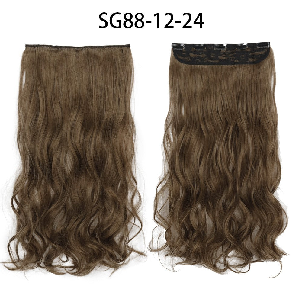 Apliques de Cabelo Sintético Liso Comprido de 5 Clipes 22'' Fibra de Alta Resistência ao Calor Preto Castanho Loiro
