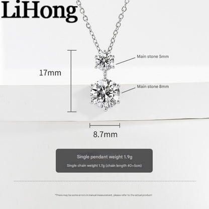925 sterling silver pendant necklace inlaid with AAAAA zircon double diamonds, elegant and fashionable jewelry for women