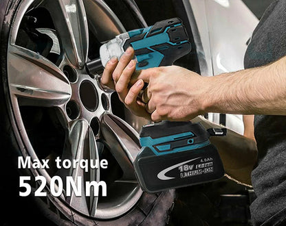 Chave de Impacto Elétrica Sem Fio Sem Escovas 520NM de 1/2 polegada, Ferramentas Elétricas Compatíveis com Bateria de 18V, Chave com Conjunto de Caixa de Ferramentas