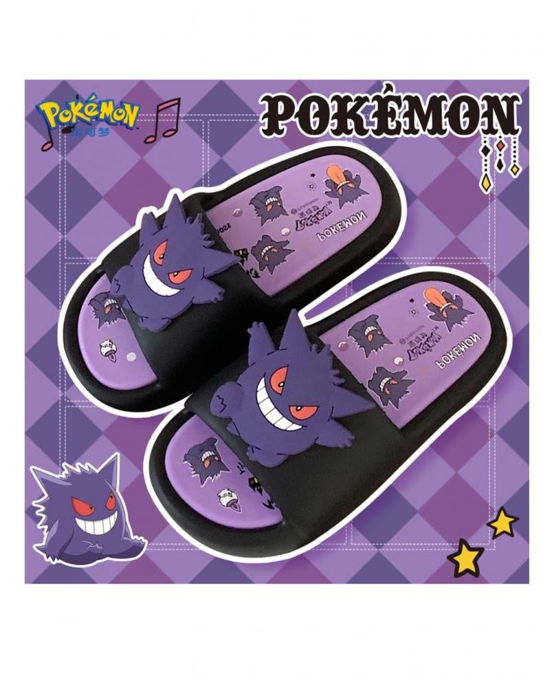 Kawaii Pokemon Anime Peripherals Gengar Cartoon Outdoor Sandals Summer Home Shoes Flip Flops Birthday Gift