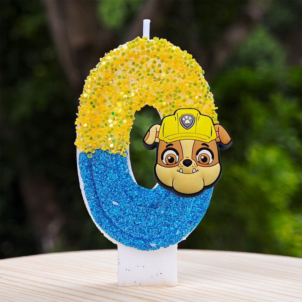Paw Patrol Candle 0-9 Number Candle Paw Patrol Cartoon Character Party Cake Plug-in Birthday Cake Decoration Baby Shower Gift
