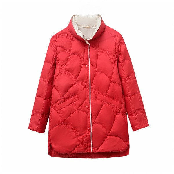 2023 Winter New Fashion Stand Collar X-Long Women Down Jackets Female Casual Loose Ultra Lightweigh White Duck Down Warm Coat