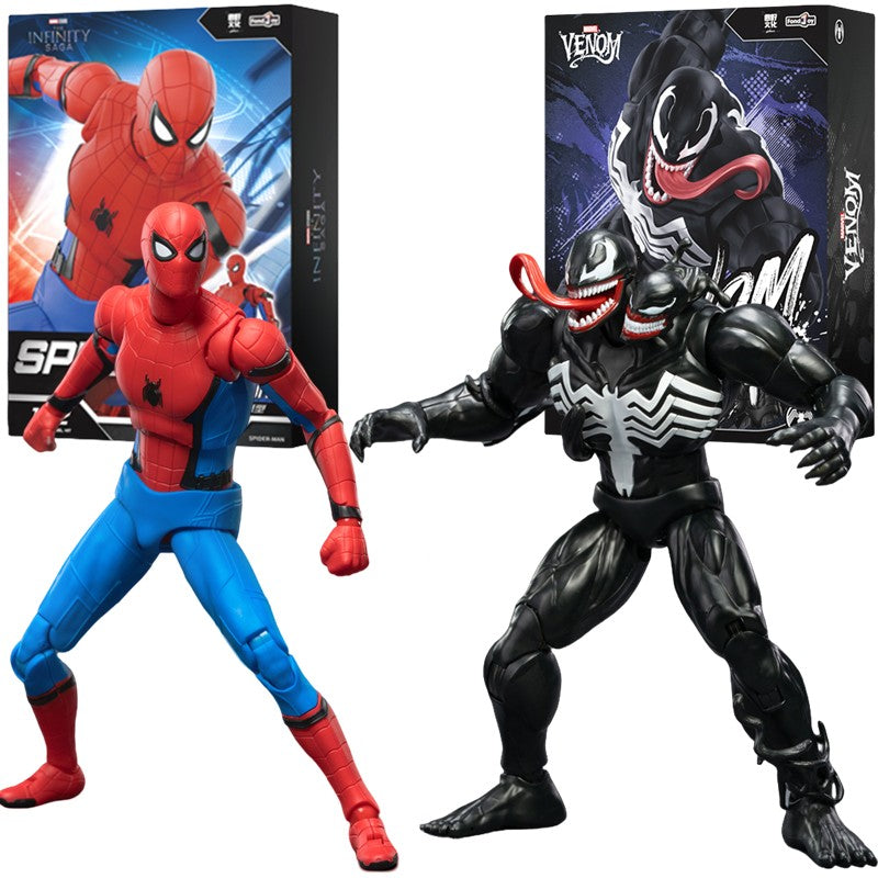 Blokees Original Homem-Aranha Venom Versão HQ 15.5CM 1/12 STARK SUIT Clássico Figura de Ação Montada Coleção Brinquedo Presente