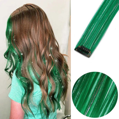 Clip in Hair Extensions Colored Party Highlights 22 inches 6pcs/pack Multi-colors Straight Hair Synthetic Hairpieces Royal Blue