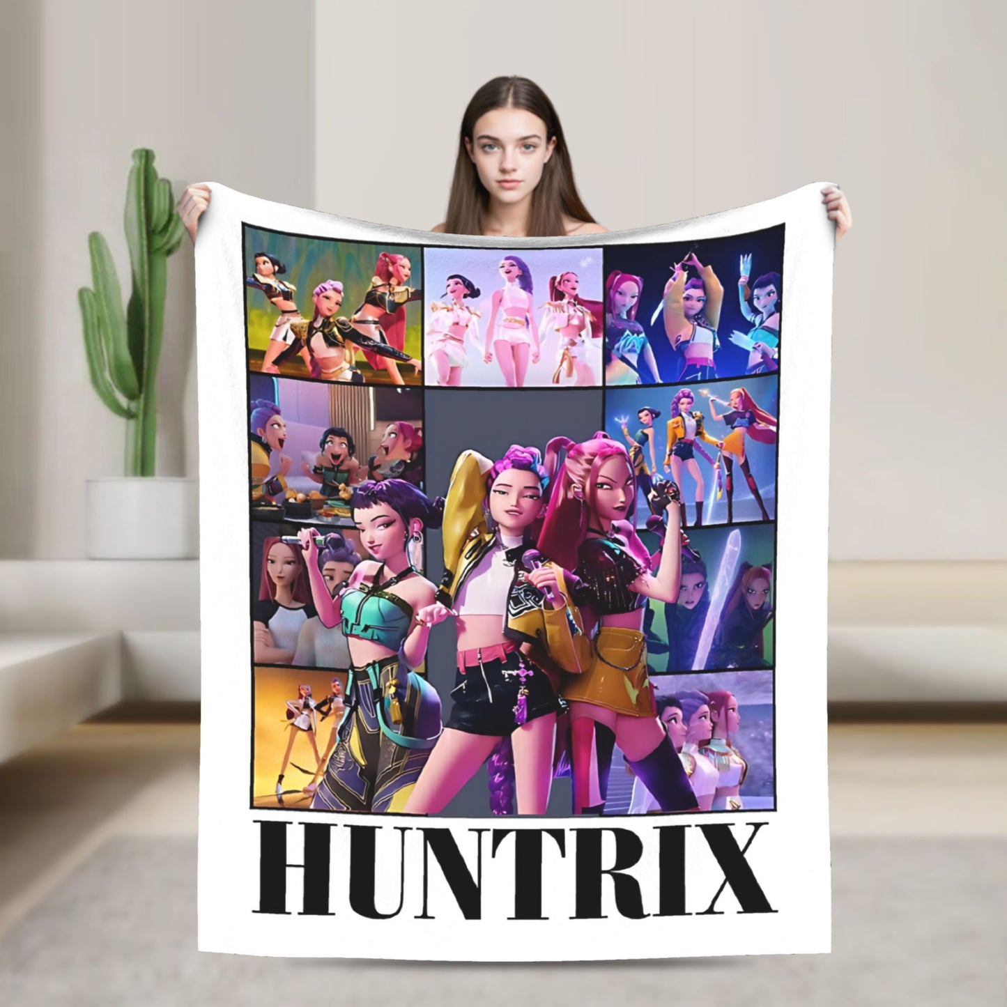 Cobertores de flanela Kpop Demon Hunters Zoey Huntrix Cobertor incrível para casa hotel sofá colcha 125*100cm