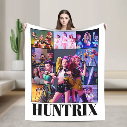 Cobertores de flanela Kpop Demon Hunters Zoey Huntrix Cobertor incrível para casa hotel sofá colcha 125*100cm