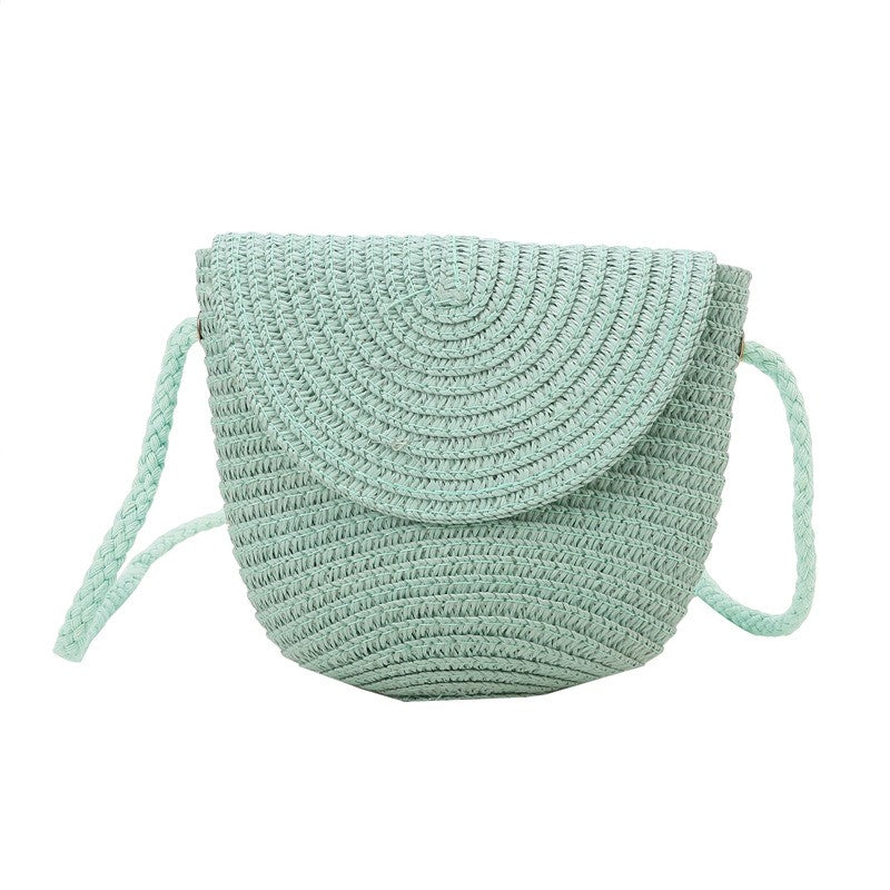 New Half Round Straw Bags for Women Summer Beach Rattan Bag Handmade Woven Half Moon Crossbody Handbags Bohemia