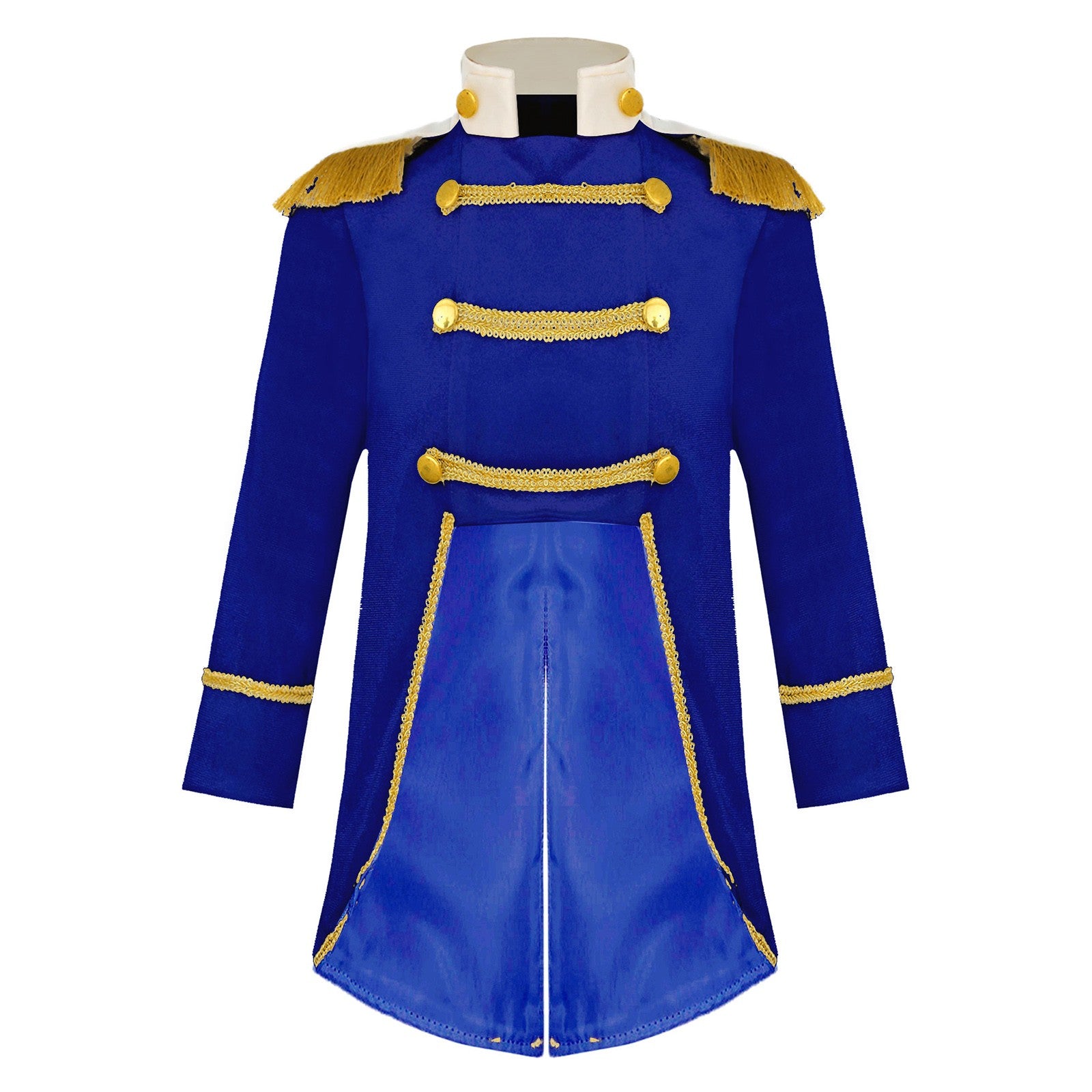 Little Boys Prince Cosplay Costume Long Sleeve Gold Fringe Braiding Velvet Tuxedo Tailcoat Royal Court Cosplay Jacket Dress Up