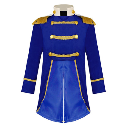 Little Boys Prince Cosplay Costume Long Sleeve Gold Fringe Braiding Velvet Tuxedo Tailcoat Royal Court Cosplay Jacket Dress Up