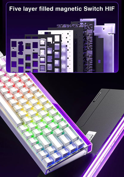 Teclado Mecânico para Jogos RGB com Switches Magnéticos AULA HERO 68HE Teclado para eSports com Acionamento Rápido e Retorno de 8K com Fio Personalizado