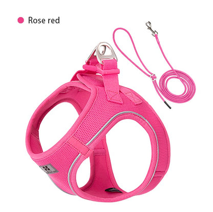 Dog Harness Leash Set for Small Medium Dog Adjustable Reflective Puppy Cat Harness pet Vest Chihuahua Dachshund Outdoor Walking